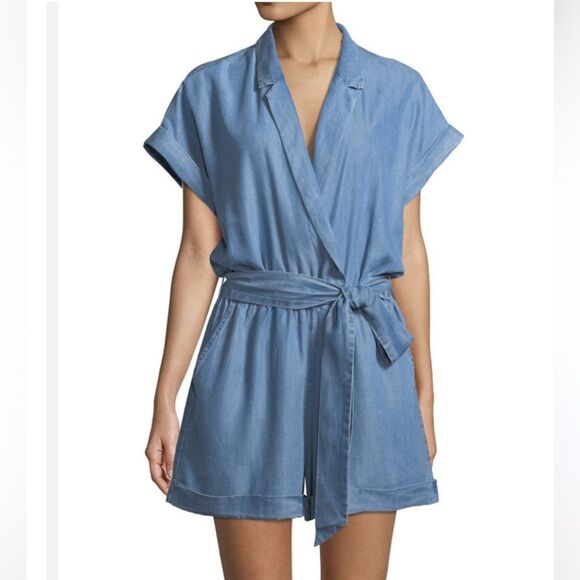 J Jill Chambray Denim Romper Size Large - Picture 1 of 8